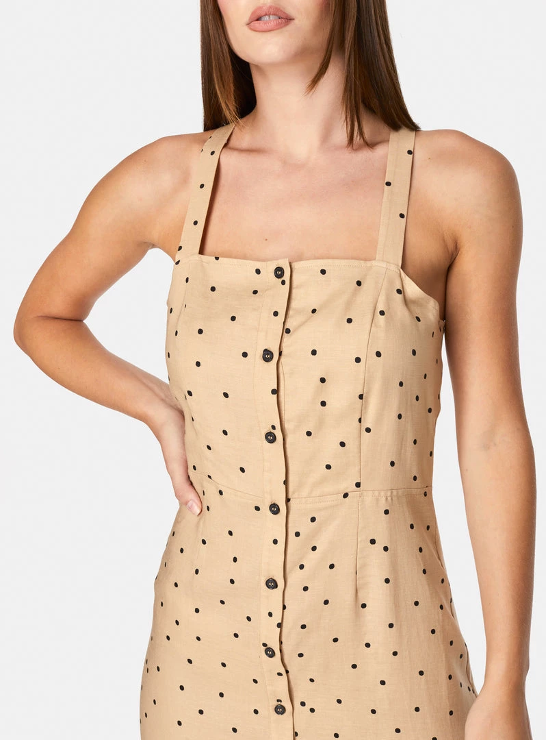 HeyYou Mini Button Up Dress In Peach Polka Dots 6 HeyYou Mini Button Up Dress In Peach Polka Dots