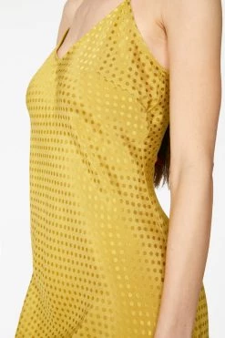 HeyYou Gold Asymmetric Polka Dot Dress Dresses