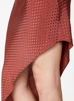 HeyYou Rust Asymmetric Polka Dot Dress