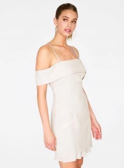 HeyYou Striped Off The Shoulder Dress In Sand Stone 9 HeyYou Striped Off The Shoulder Dress In Sand Stone