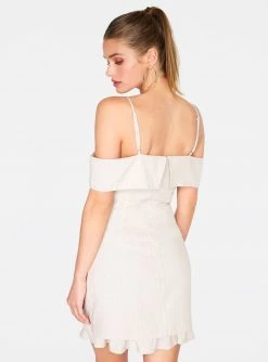 HeyYou Striped Off The Shoulder Dress In Sand Stone 10 HeyYou Striped Off The Shoulder Dress In Sand Stone