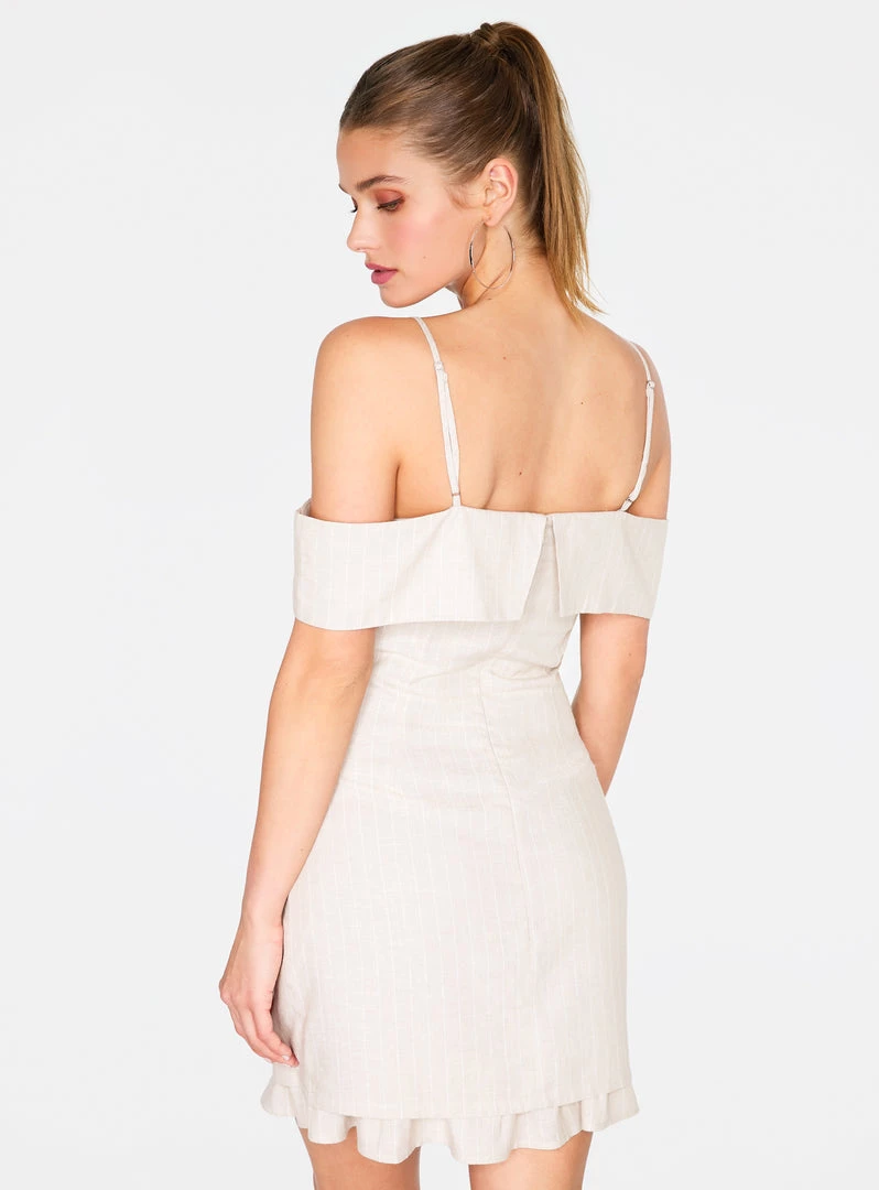HeyYou Striped Off The Shoulder Dress In Sand Stone 6 HeyYou Striped Off The Shoulder Dress In Sand Stone