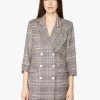 HeyYou Brown Double Breasted Plaid Blazer Blazers