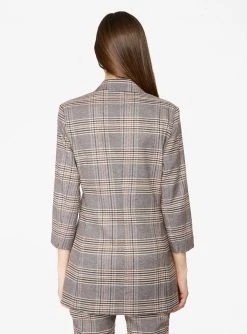 HeyYou Brown Double Breasted Plaid Blazer Blazers