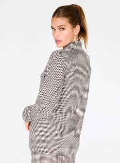 HeyYou Jackets Brown Houndstooth Trucker Jacket