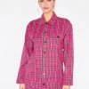 HeyYou Hot Pink Plaid Trucker Jacket Jackets