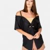 HeyYou Blouses Twist Front Off The Shoulder Top In Black 2 HeyYou Blouses Twist Front Off The Shoulder Top In Black