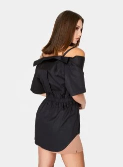 HeyYou Blouses Twist Front Off The Shoulder Top In Black