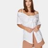 HeyYou Twist Front Off The Shoulder Top In White Blouses
