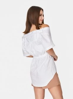 HeyYou Twist Front Off The Shoulder Top In White Blouses