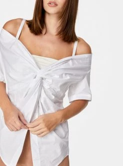 HeyYou Twist Front Off The Shoulder Top In White Blouses