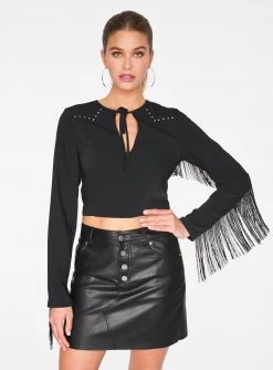 HeyYou Blouses Black Western Crop Top