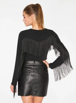 HeyYou Blouses Black Western Crop Top