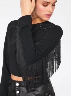 HeyYou Blouses Black Western Crop Top