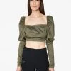 HeyYou Blouses Victorian Cropped Blouse In Olive