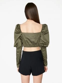 HeyYou Blouses Victorian Cropped Blouse In Olive