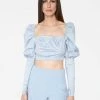 HeyYou Blouses Victorian Cropped Blouse In Baby Blue