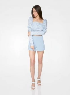 HeyYou Blouses Victorian Cropped Blouse In Baby Blue