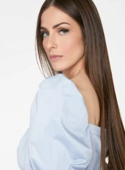 HeyYou Blouses Victorian Cropped Blouse In Baby Blue