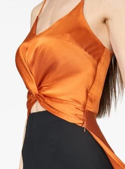 HeyYou Twist Front Hi-Low Top In Bronze