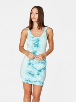 HeyYou Tie Dye Mini Dress In Ocean Blue Dresses