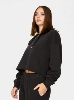HeyYou Westward Quarter Zip Hoodie In Black