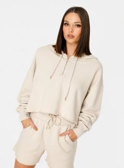 HeyYou New Arrivals Westward Quarter Zip Hoodie In Oat