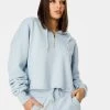 HeyYou Westward Quarter Zip Hoodie In Purist Blue