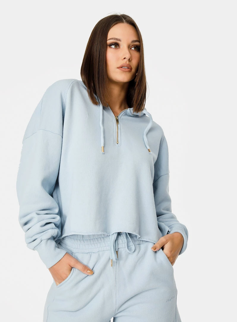 HeyYou Westward Quarter Zip Hoodie In Purist Blue 3 HeyYou Westward Quarter Zip Hoodie In Purist Blue