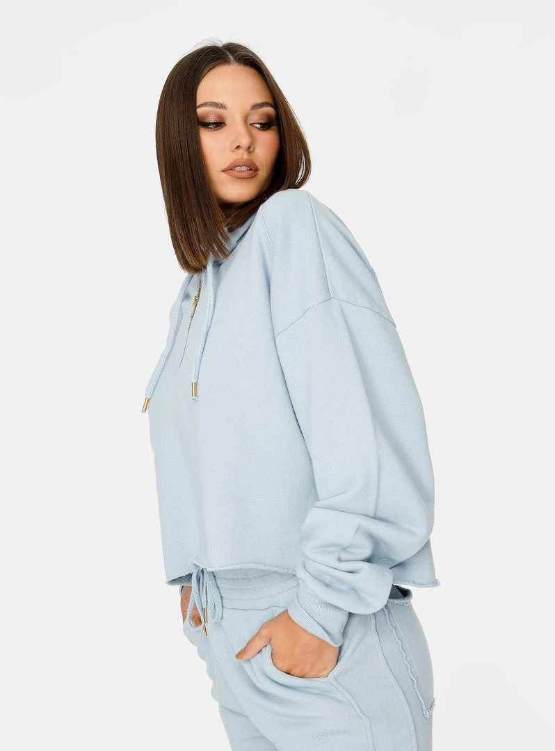 HeyYou Westward Quarter Zip Hoodie In Purist Blue 4 HeyYou Westward Quarter Zip Hoodie In Purist Blue