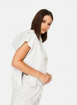 HeyYou New Arrivals On Repeat Sleeveless Hoodie In Heather Grey