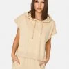 HeyYou On Repeat Sleeveless Hoodie In Sand
