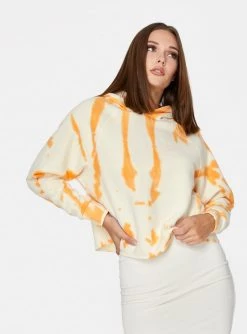 HeyYou Tie Dye Cropped Hoodie In Creamsicle