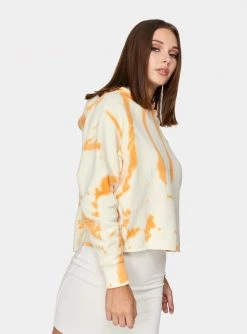 HeyYou Tie Dye Cropped Hoodie In Creamsicle