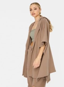 HeyYou Westward Cape Hoodie In Taupe New Arrivals