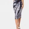 HeyYou Skirts Drawstring Midi Skirt In Black & White Tie Dye