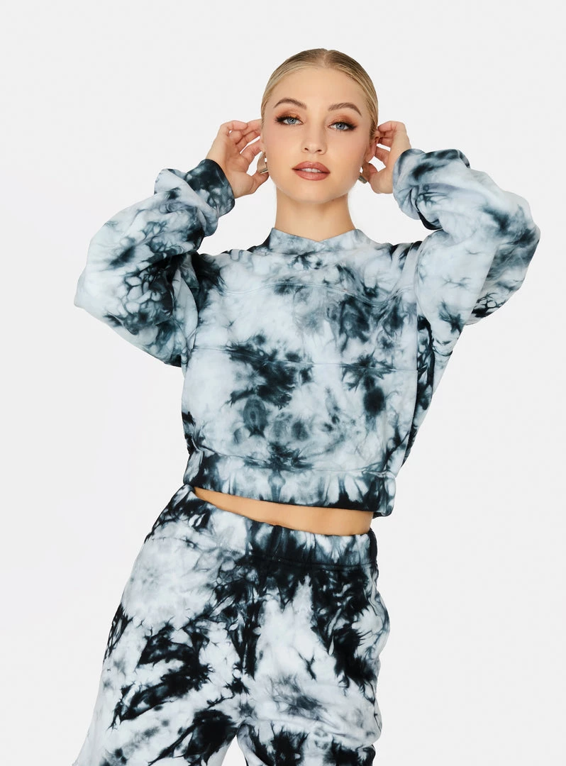 HeyYou On Repeat Crop Sweatshirt In Black Tie Dye New Arrivals 3 HeyYou On Repeat Crop Sweatshirt In Black Tie Dye New Arrivals