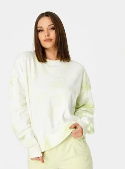 HeyYou On Repeat Crew Sweatshirt In Honeydew Tie Dye
