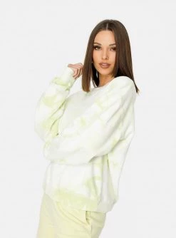 HeyYou On Repeat Crew Sweatshirt In Honeydew Tie Dye