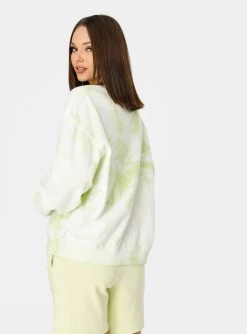 HeyYou On Repeat Crew Sweatshirt In Honeydew Tie Dye