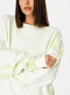 HeyYou On Repeat Crew Sweatshirt In Honeydew Tie Dye