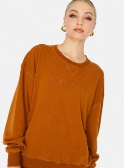 HeyYou On Repeat Crew Sweatshirt In Penny