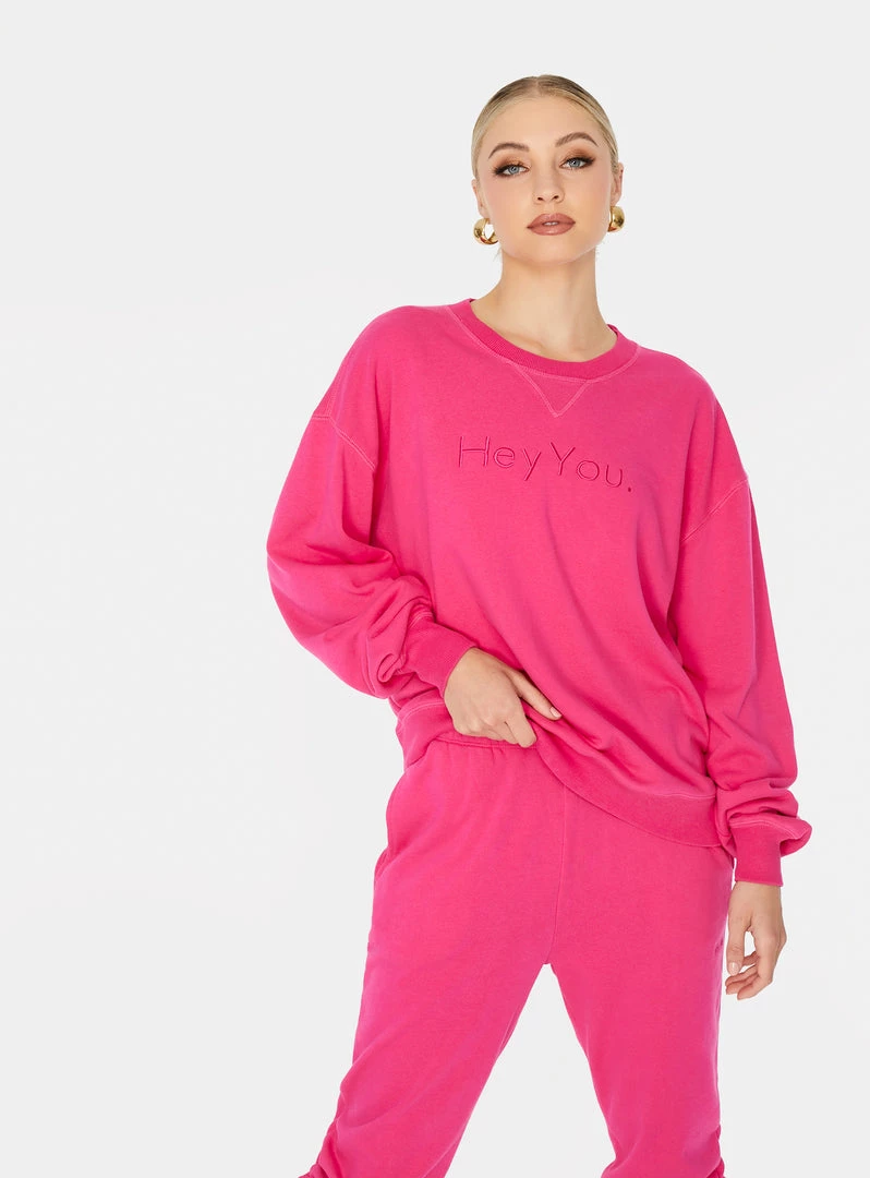 HeyYou New Arrivals On Repeat Crew Sweatshirt In Pink 3 HeyYou New Arrivals On Repeat Crew Sweatshirt In Pink