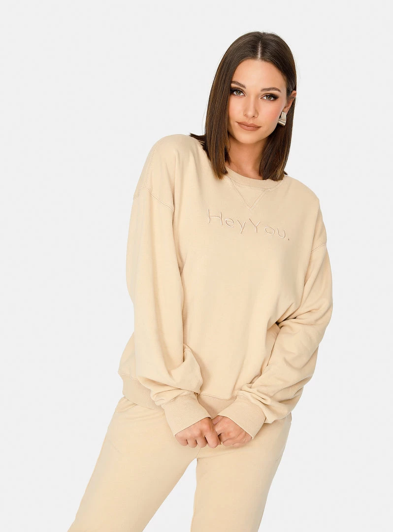 HeyYou New Arrivals On Repeat Crew Sweatshirt In Sand 3 HeyYou New Arrivals On Repeat Crew Sweatshirt In Sand