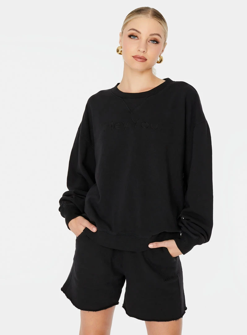 HeyYou New Arrivals On Repeat Crew Sweatshirt In Vintage Black 3 HeyYou New Arrivals On Repeat Crew Sweatshirt In Vintage Black