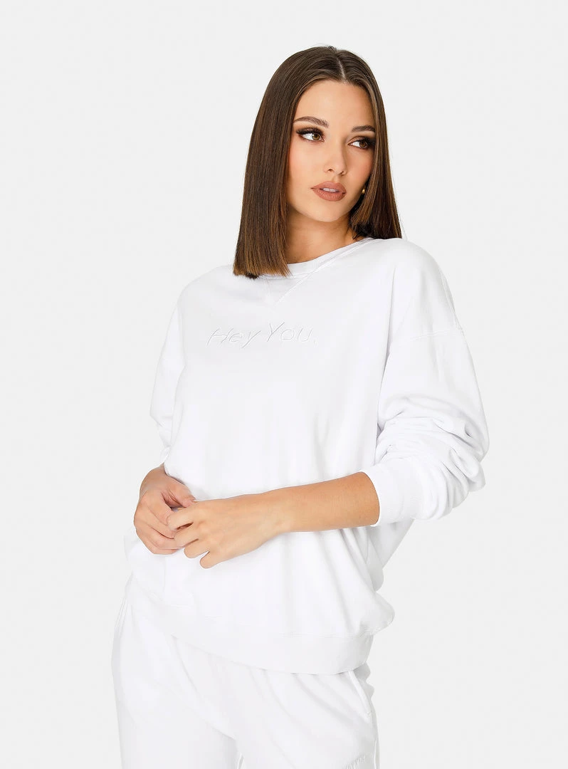 HeyYou New Arrivals On Repeat Crew Sweatshirt In White 3 HeyYou New Arrivals On Repeat Crew Sweatshirt In White