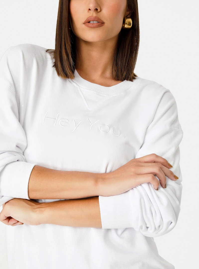 HeyYou New Arrivals On Repeat Crew Sweatshirt In White 6 HeyYou New Arrivals On Repeat Crew Sweatshirt In White