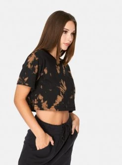 HeyYou Cropped Pocket Tee In Black Tie Dye Crop Tops