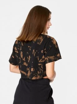 HeyYou Cropped Pocket Tee In Black Tie Dye Crop Tops