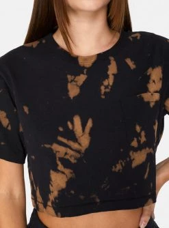 HeyYou Cropped Pocket Tee In Black Tie Dye Crop Tops